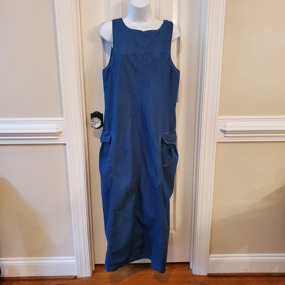 Rare- Vintage- Blue Willi's - Made In Denmark- Indigo Dyed Denim- Maxi Dress